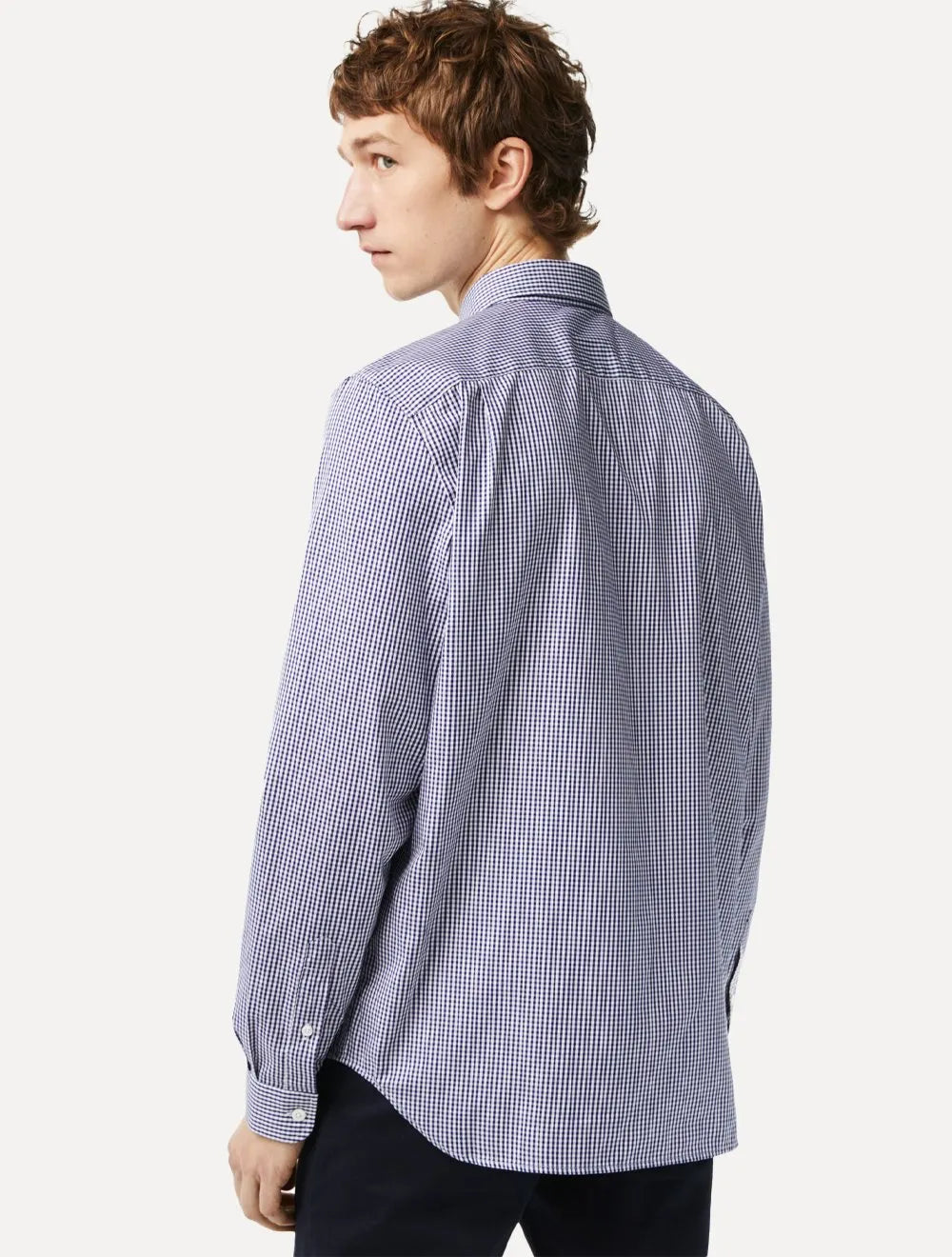 Camisa Lacoste Masculina Regular Casual Cotton Xadrez Marinho/Branca