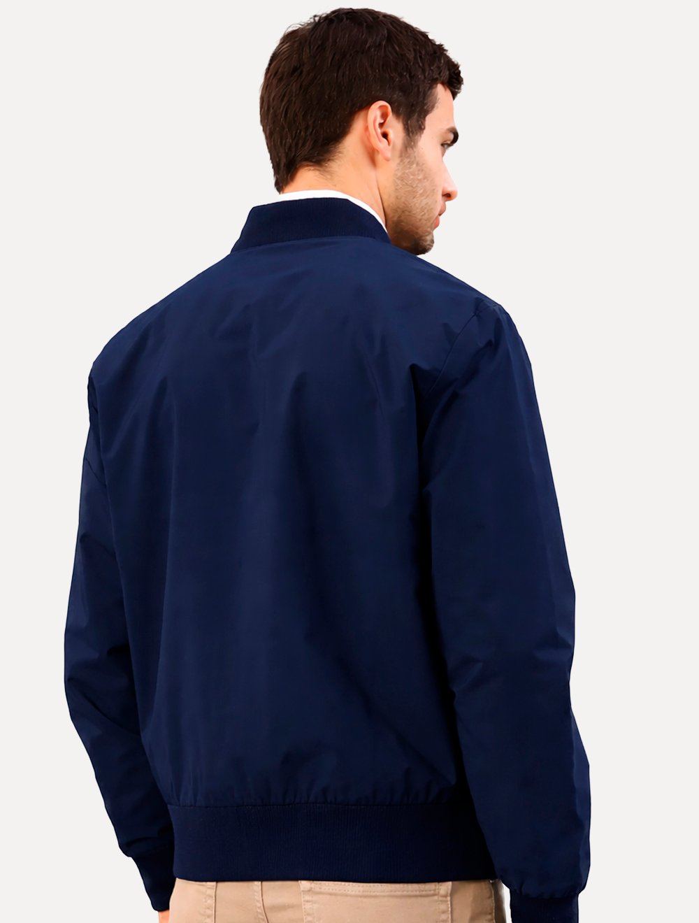 Jaqueta Calvin Klein Masculina Bomber Logo Full Zip Azul Marinho