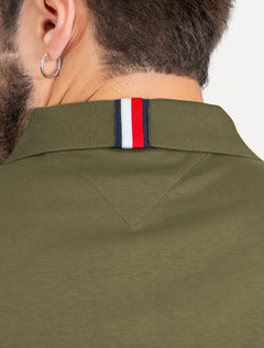 Polo Tommy Hilfiger Masculina Malha Liquid Cotton Essential Verde Militar