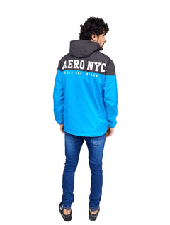 Jaqueta Aeropostale Masculina Corta-Vento Lettering Duo Azul Claro/Preto