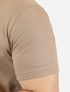 Camiseta Tommy Hilfiger Masculina Regular Fit Tee Solid Logo Marrom Claro