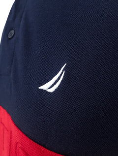 Polo Nautica Masculina Piquet Shadow Logo Sash Azul Marinho