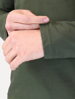 Camiseta Calvin Klein Jeans Masculina Manga Longa Rubber CK Frontal Verde Militar