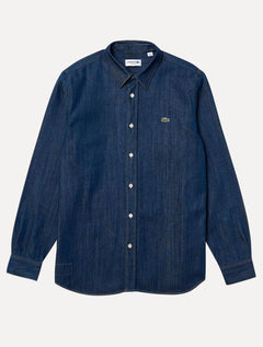 Camisa Lacoste Masculina Jeans Regular Fit Logo Escura