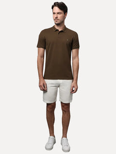 Polo Calvin Klein Masculina Piquet Slim Fit Sem Friso Marrom