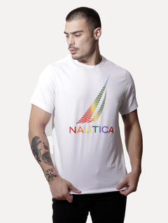 Camiseta Nautica Masculina Sail Graphic Colors Branca