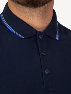 Polo Dudalina Masculina Piquet Gola Frisos Degrade Azul Marinho