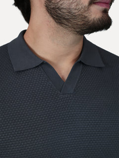 Camiseta Dixen Masculina Tricot Manga Longa Jacquard Seamless Cinza