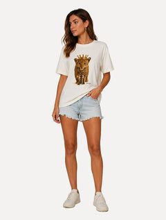 Camiseta John John Feminina Baby Cheetah Off White