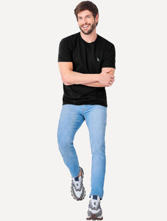 Camiseta Reserva Masculina Regular Patch Tricolor Preta