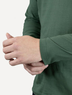 Camiseta Calvin Klein Jeans Masculina Manga Longa Institutional Grey Logo Verde Médio