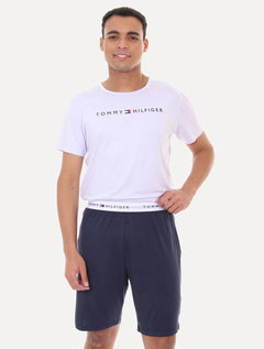 Pijama Tommy Hilfiger Masculino Manga Curta Short Essentials Set Branco/Marinho