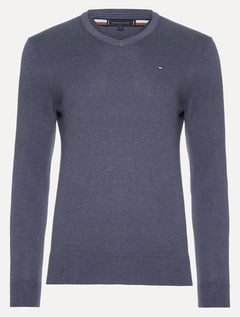 Suéter Tommy Hilfiger Masculino Signature V-Neck Azul Índigo Mescla