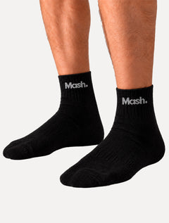 Meia Mash Esportiva Cano Curto Preta / Mescla / Preta Kit 3 Pares