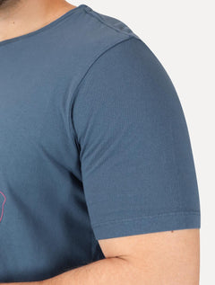 Camiseta Von der Volke Masculina Origineel Bloc Lion Azul Escuro