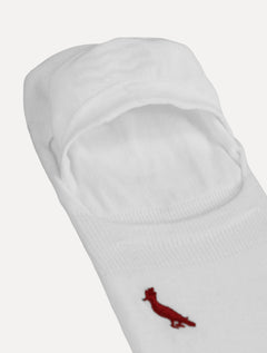Meia Reserva Masculina Invisível Pica-Pau Bordado Branca Kit 2 Pares