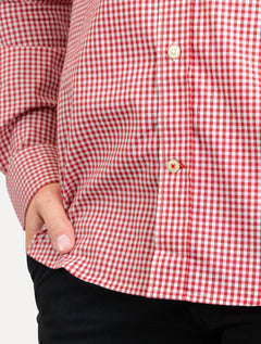 Camisa Tommy Hilfiger Masculina Xadrez Gingham Branca/Vermelha