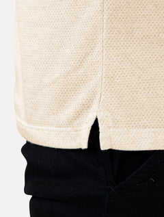 Polo Dudalina Masculina Malha Favo Linho Cáqui Claro