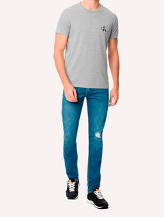 Camiseta Calvin Klein Jeans Masculina New Logo Re Issue Cinza Mescla
