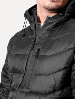 Jaqueta Victory Eagle Masculina Nylon Hoodie Puffer Preta