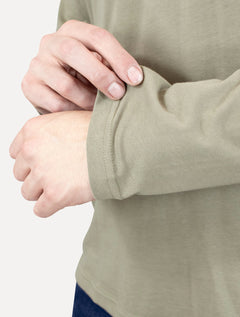 Camiseta Calvin Klein Jeans Masculina Manga Longa Rubber CK Frontal Caqui Médio