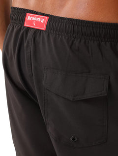 Short Reserva D'Água Beachwear Liso Tag Lateral Preto