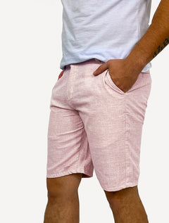 Bermuda King & Joe Sarja Masculina Slim Casual Noise Rosa Claro