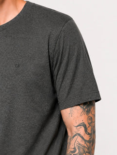 Camiseta Calvin Klein Masculina Meia Malha Basica CK Cinza Mescla