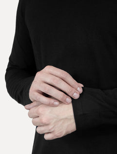 Camiseta Ellus Masculina Manga Longa Cotton Fine Classic Logo Preta