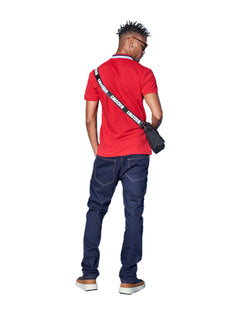 Polo Colcci Masculina Piquet Stripes Logo Collar Vermelha