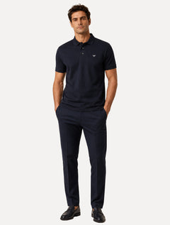 Polo Emporio Armani Masculina Piquet Essential Micro Águia Azul Marinho