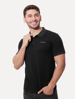 Polo Von der Volke Masculina Malha Origineel Label Preta