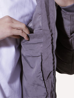 Jaqueta Victory Eagle  Metalizada Puffer Recorte Cinza