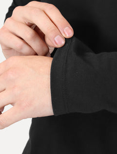 Camiseta John John Masculina Manga Longa Floco JJ Logo Preta