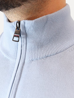 Suéter Tommy Hilfiger Masculino Essential Cotton Zip Through Azul Claro