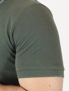 Polo Guess Masculina Piquet Silk Linear Light Friso Verde Militar