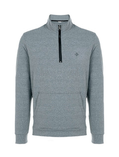 Blusa Dudalina Masculina Malha Flex Meio Ziper Cinza Mescla