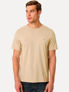 Camiseta Dudalina Masculina Essentials Modal Logo Cáqui Médio