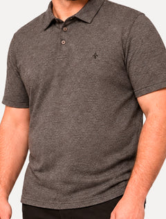 Polo Dudalina Masculina Plus Size Malha Cotton Linho Listra Marrom Escuro
