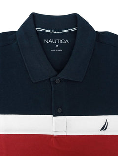 Polo Nautica Masculina Piquet Colorblock Sail Branca/Vermelha/Marinho