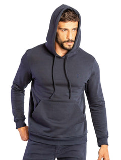 Moletom Sergio K Masculino Hoodie Uni Color Azul Marinho