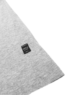 Camiseta Replay Masculina Stamp Silk Red Logo Cinza Mescla