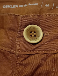 Calça Osklen Masculina Sarja Regular 5 Pockets Color Lisa Terracota