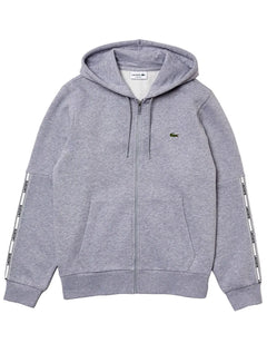 Moletom Lacoste Masculino Full-zip Hoodie Signature Sash Cinza Mescla