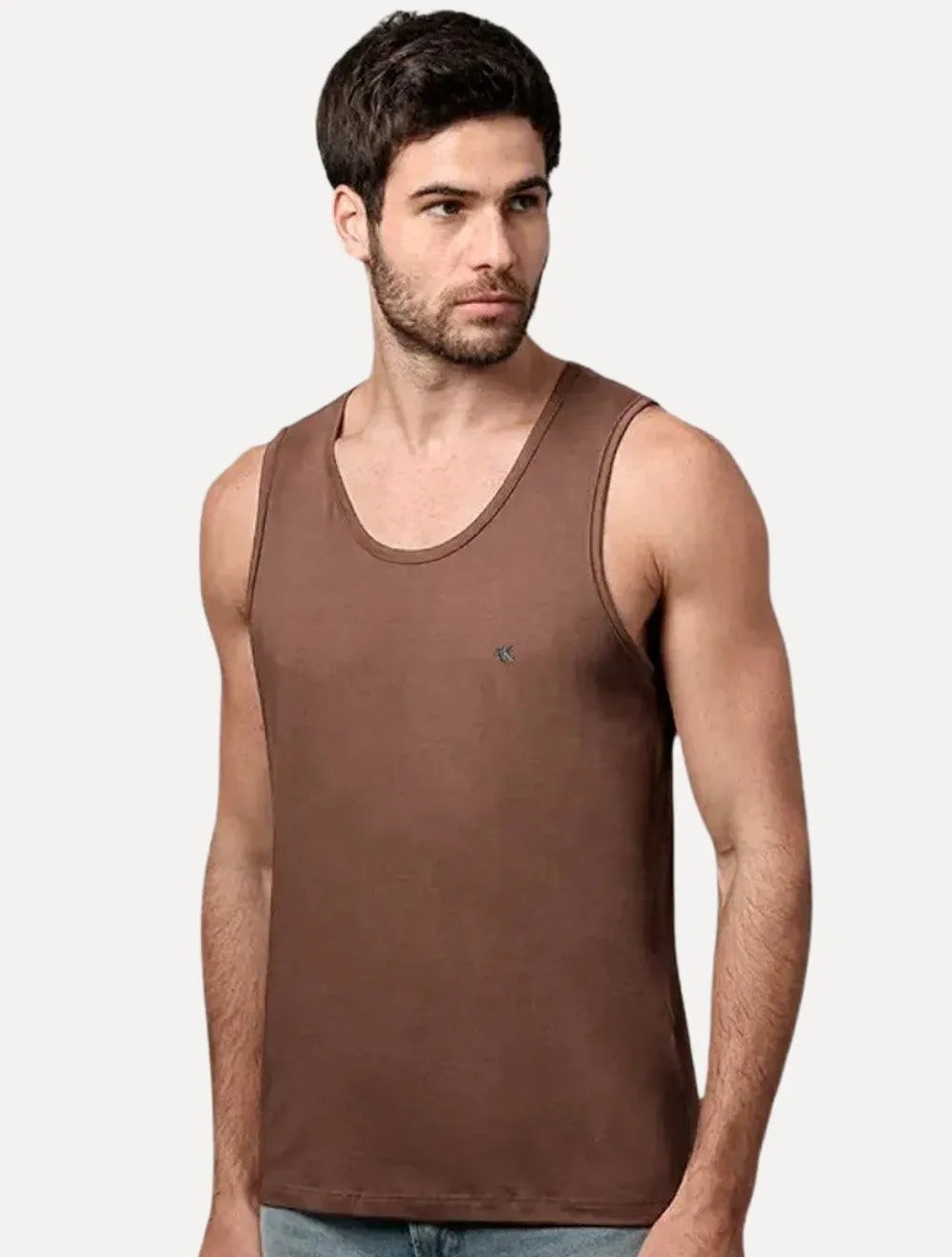 Regata Calvin Klein Jeans Masculina Chest CK Logo Marrom