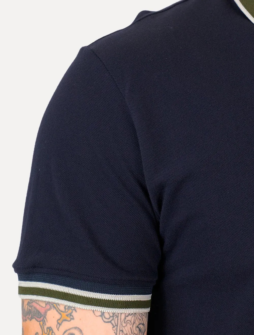 Polo Aramis Masculina Piquet Duplo Friso Move Azul Marinho