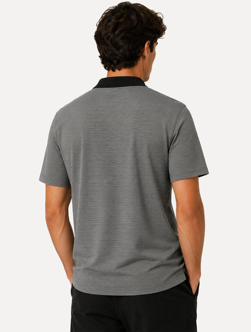 Polo Individual Masculina Comfort Listrada Logo Preta