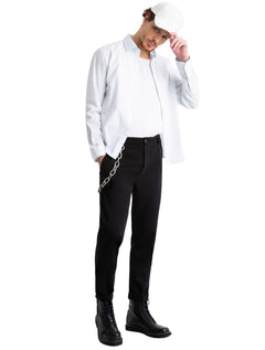 Camisa Ellus Masculina Regular Tricoline Skylight Classic Listrada Branca