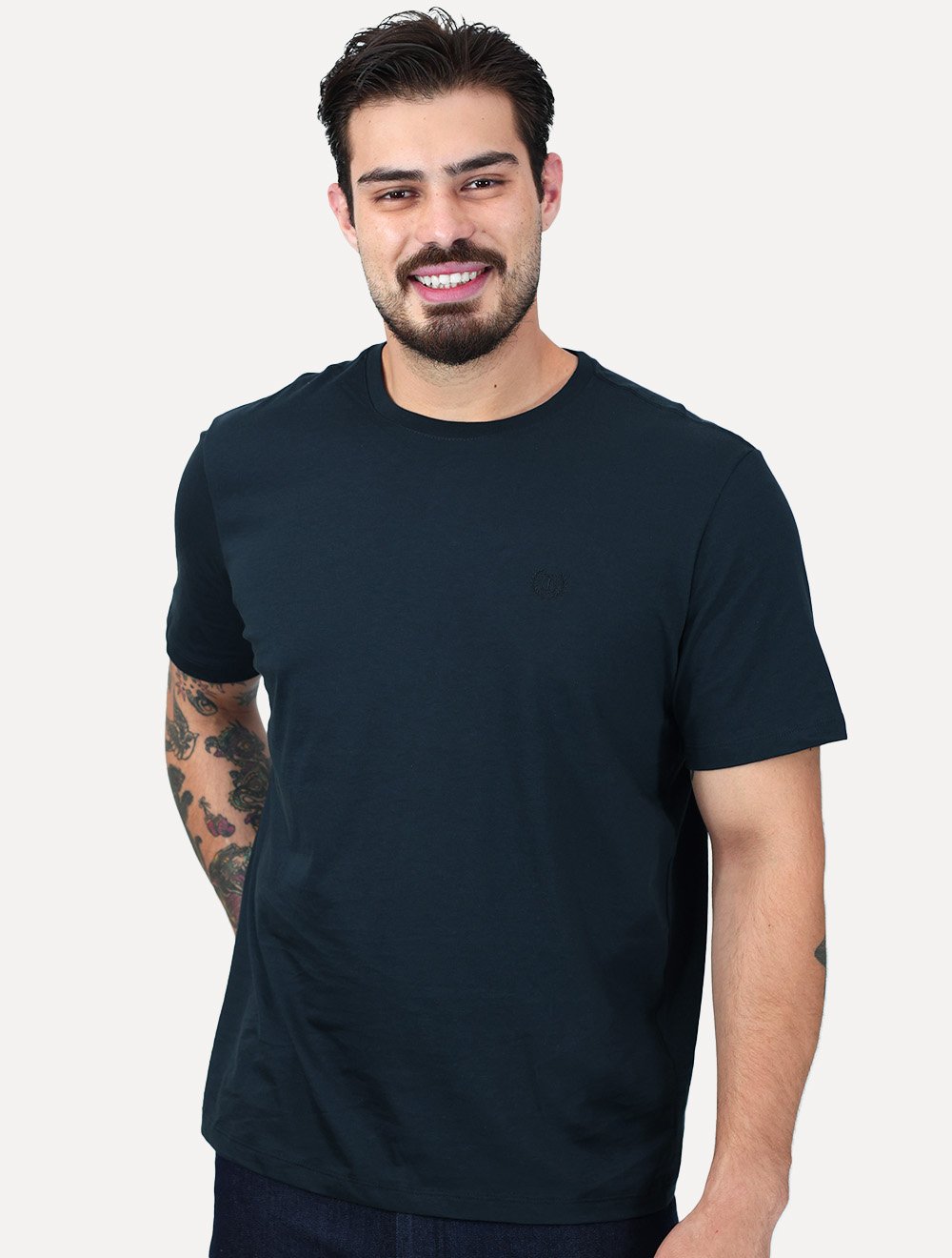 Camiseta Individual Comfort Pima Soft Touch Logo Azul Marinho