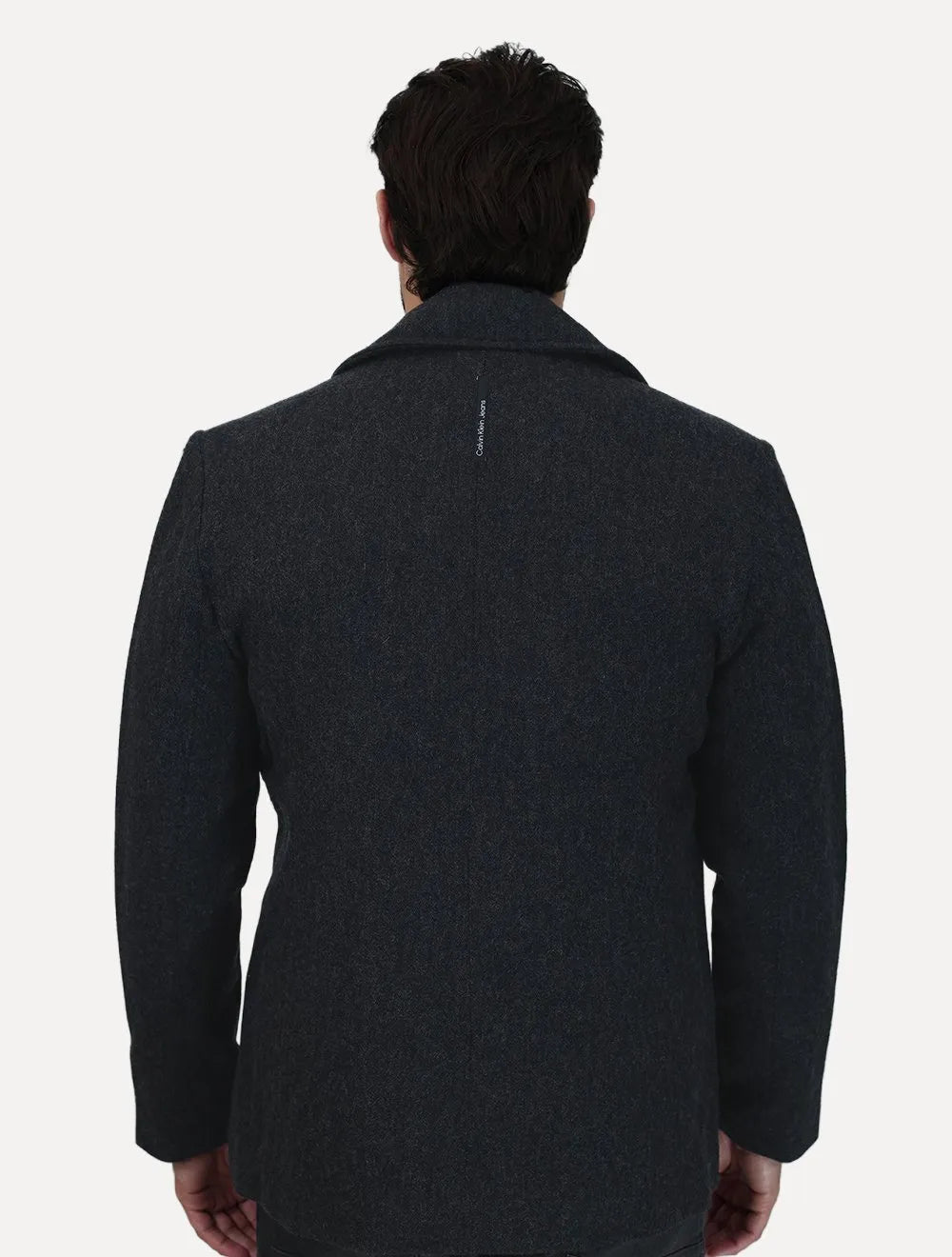 Casaco Calvin Klein Jeans Masculina Lã Liso Botões Preto